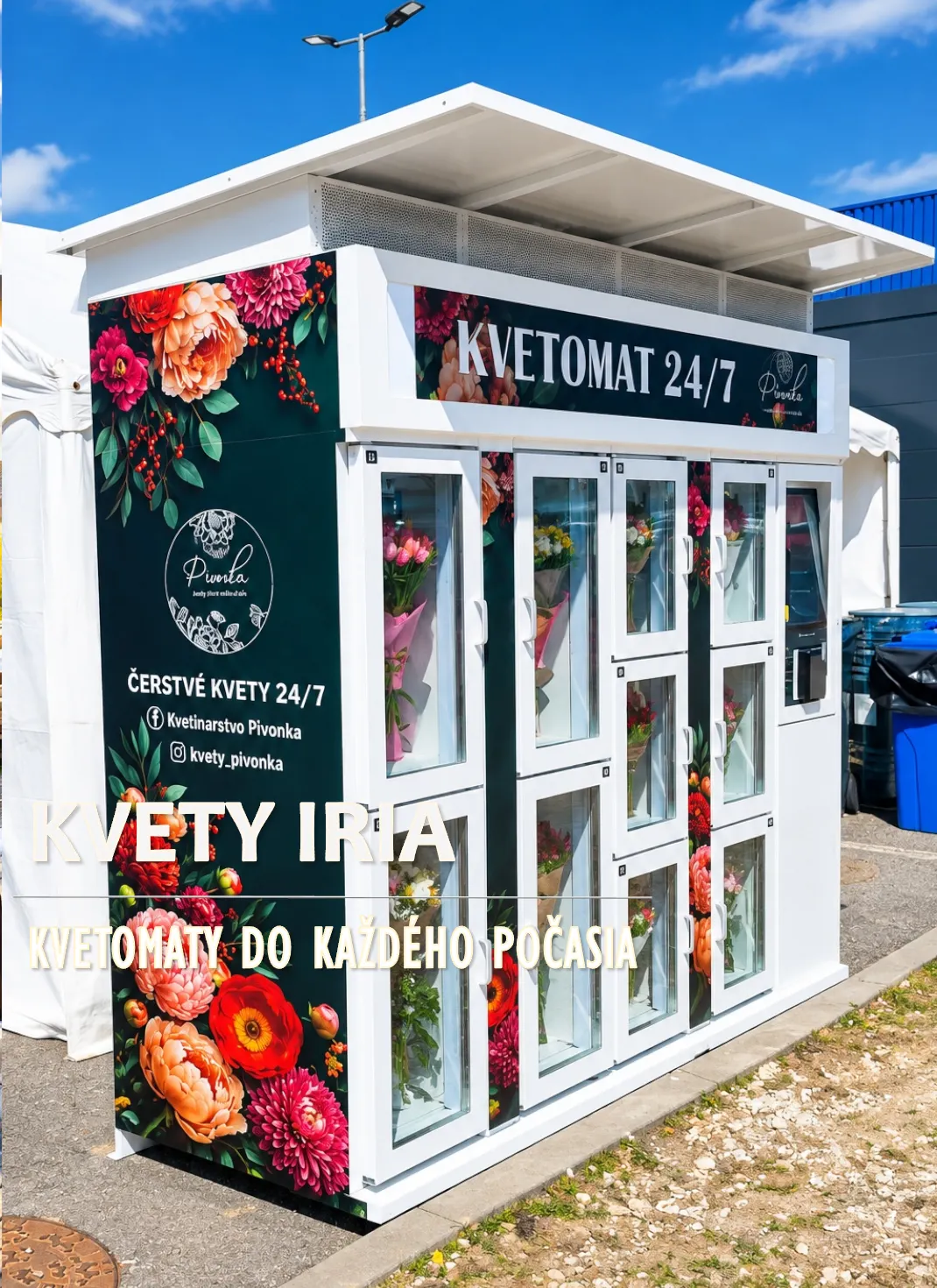 Exteriérový kvetomat na 10 kytíc pri obchodnom centre v Považskej Bystrici