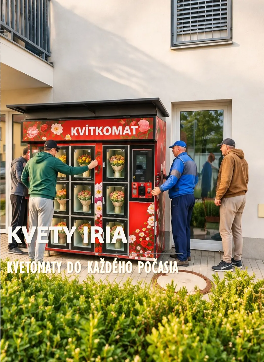 Exteriérový kvetomat na 10 kytíc — sídlisko, Česká republika