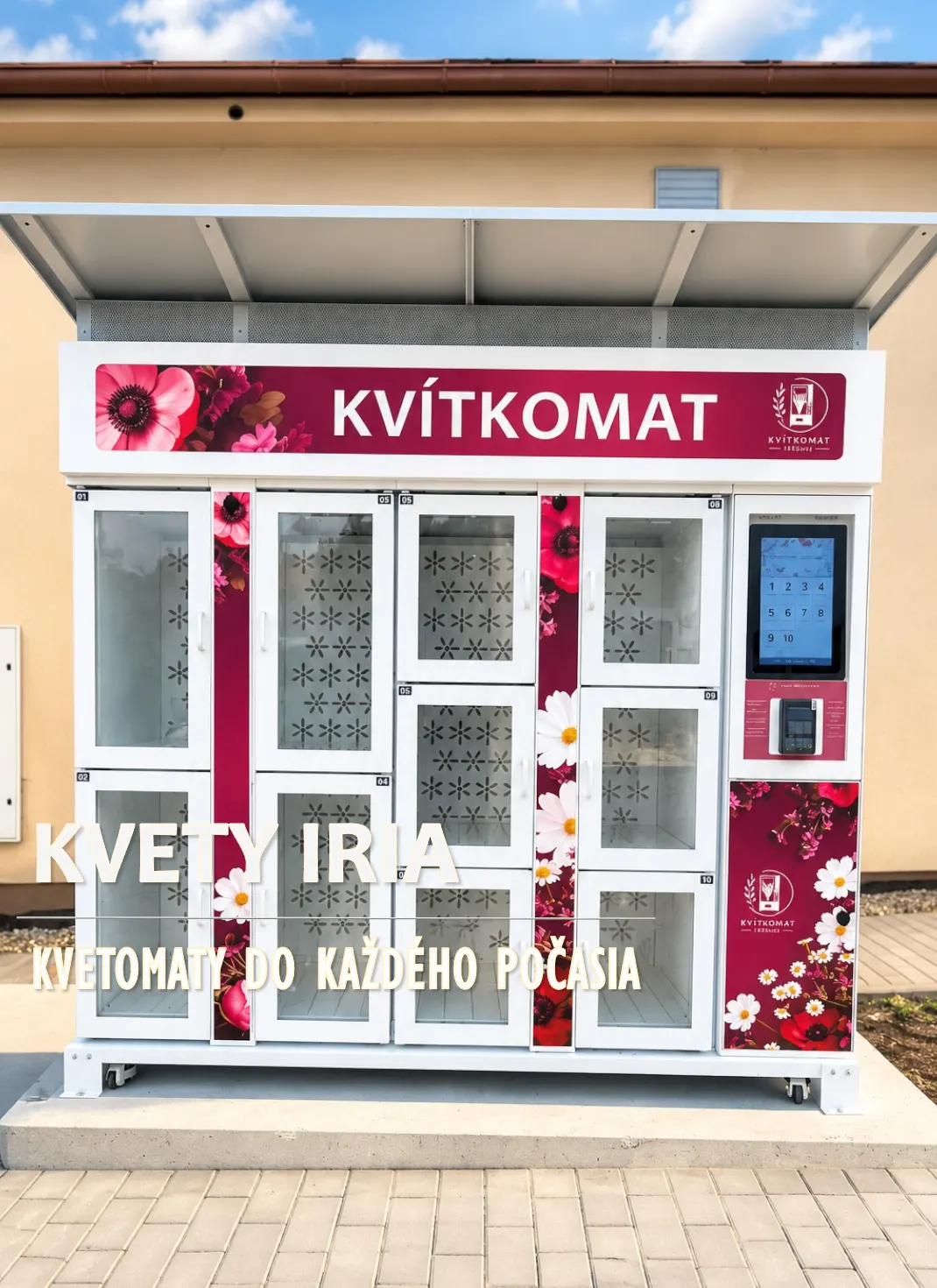 Exteriérový kvetomat na 10 kytíc v obci Střílky